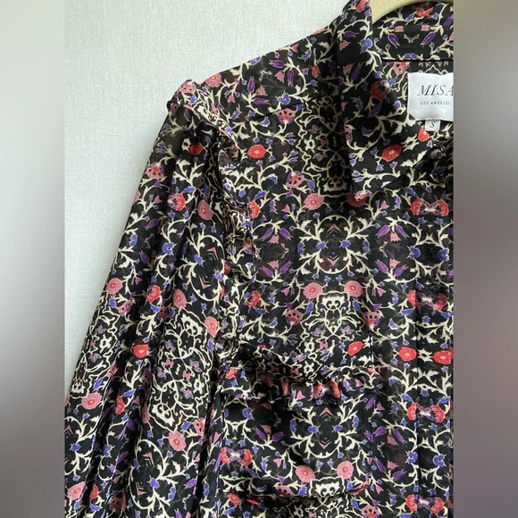 MISA LOS  ANGELES Floral Print Long Sleeve Blouse SZ S - Picture 5 of 14